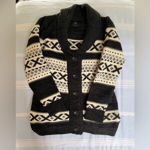 Sara Black and Cream Patterned Cardigan